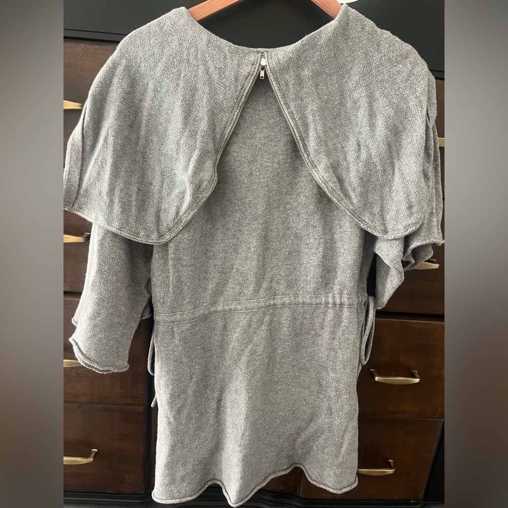 Sparrow for Anthropologie grey hoodie cardigan 3/4 sleeve adjustable Small - Picture 7 of 8